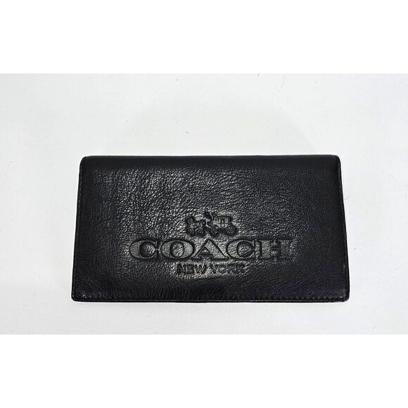 Coach Black Pebble Leather Checkbook Pen Holder Loop Wallet Small 2928 - Picture 4 of 12